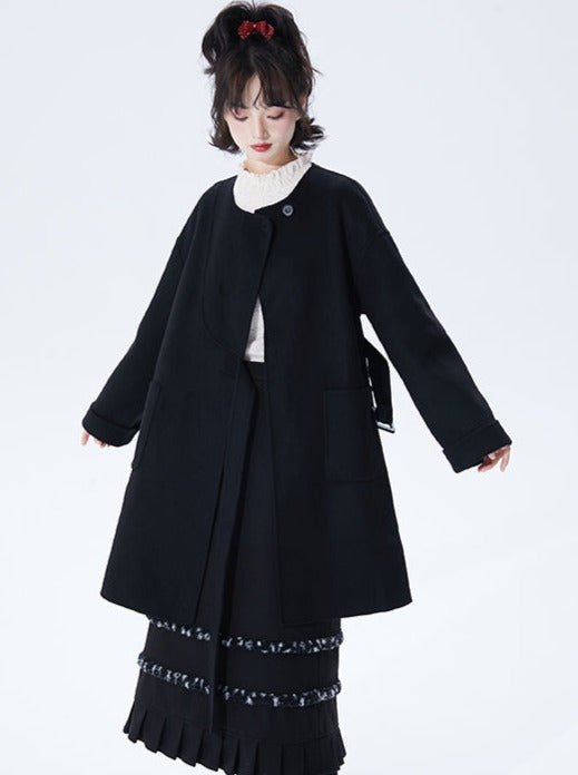 Mid-length loose high-end retro wool coat