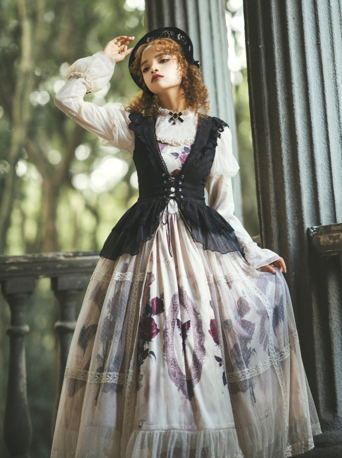 Classic Elegant Gothic Dark French Top + Suspender Dress + Best Tulle Skirt