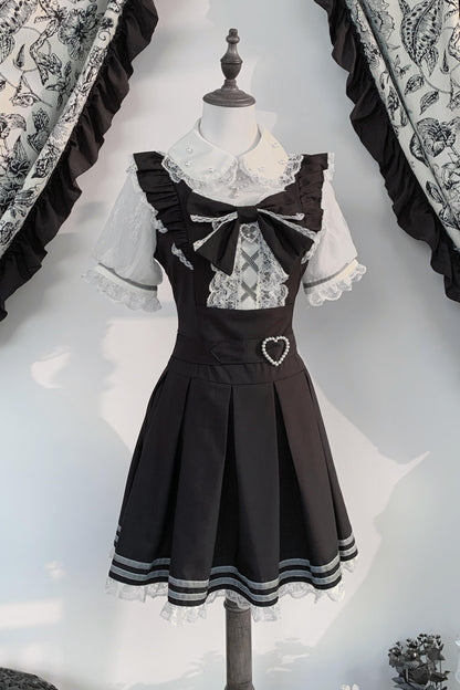 [Vorbestellartikel] Girly-Jirai-Kleid mit Perlen und Spitze