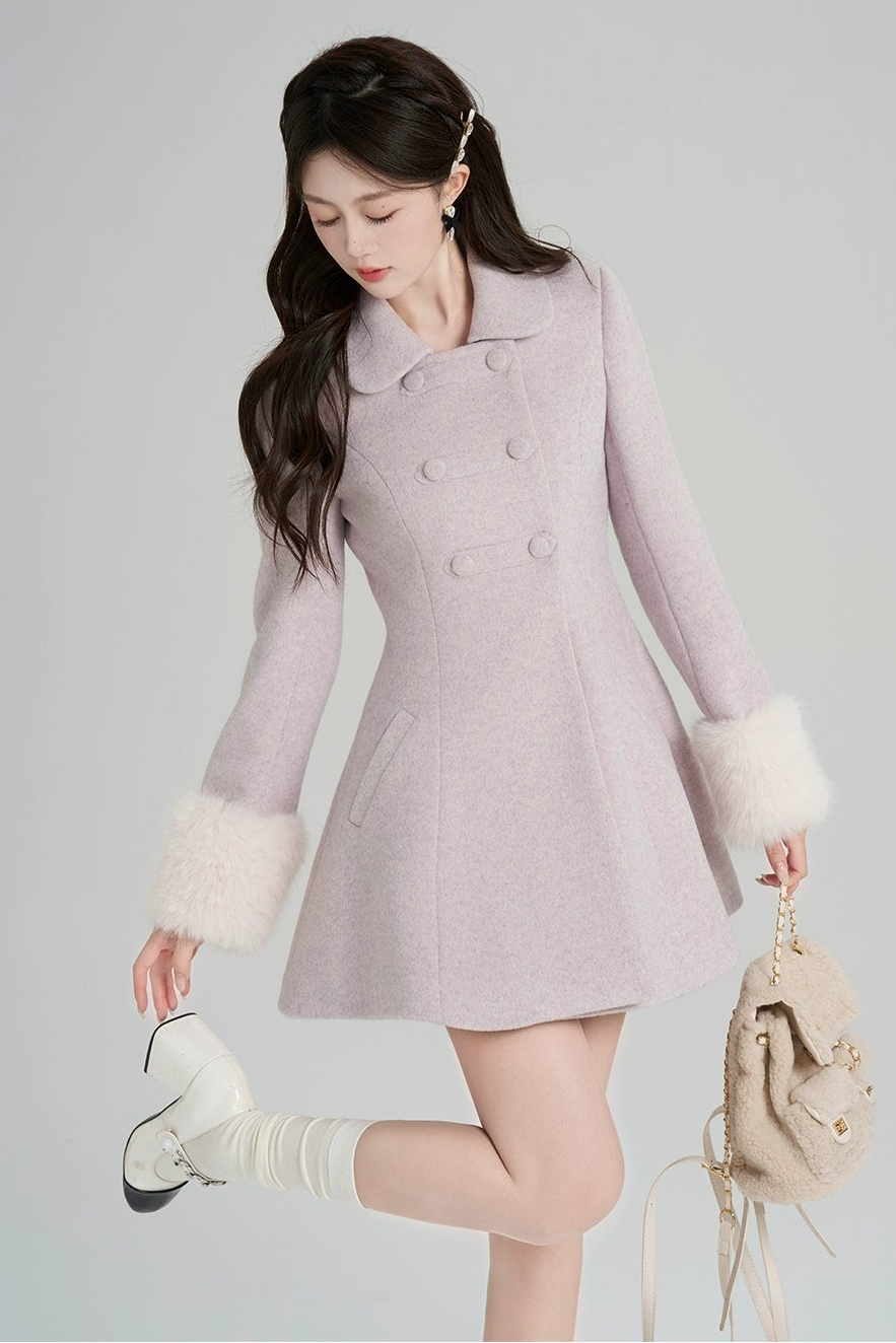 パープルウールンウィンターコート