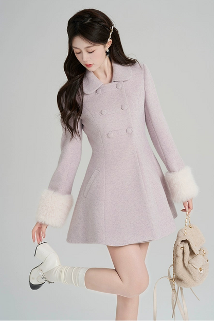 パープルウールンウィンターコート