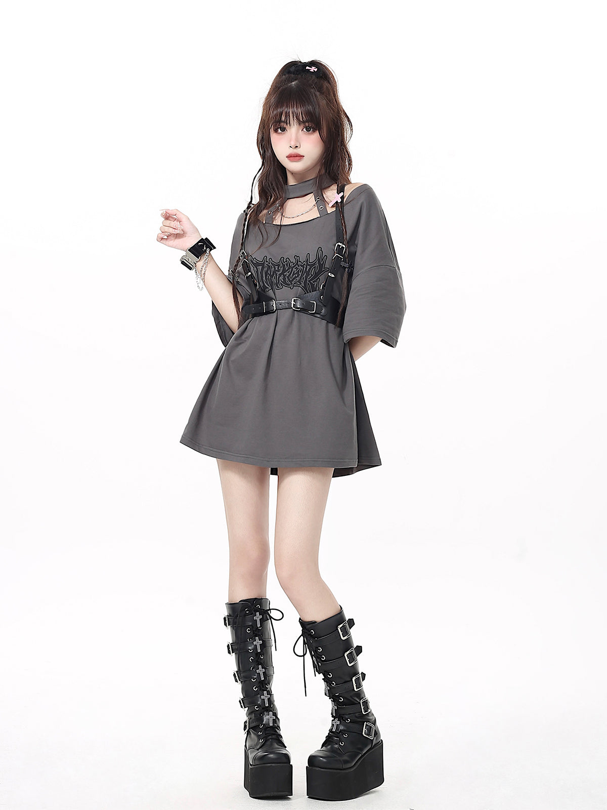 Choker Neck Gothic Loose Chain T-shirt