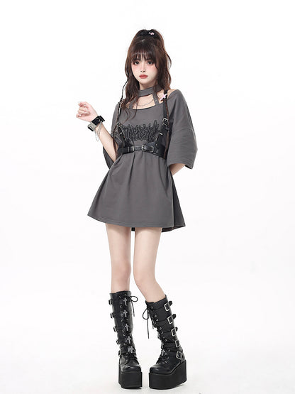 Choker Neck Gothic Loose Chain T-shirt