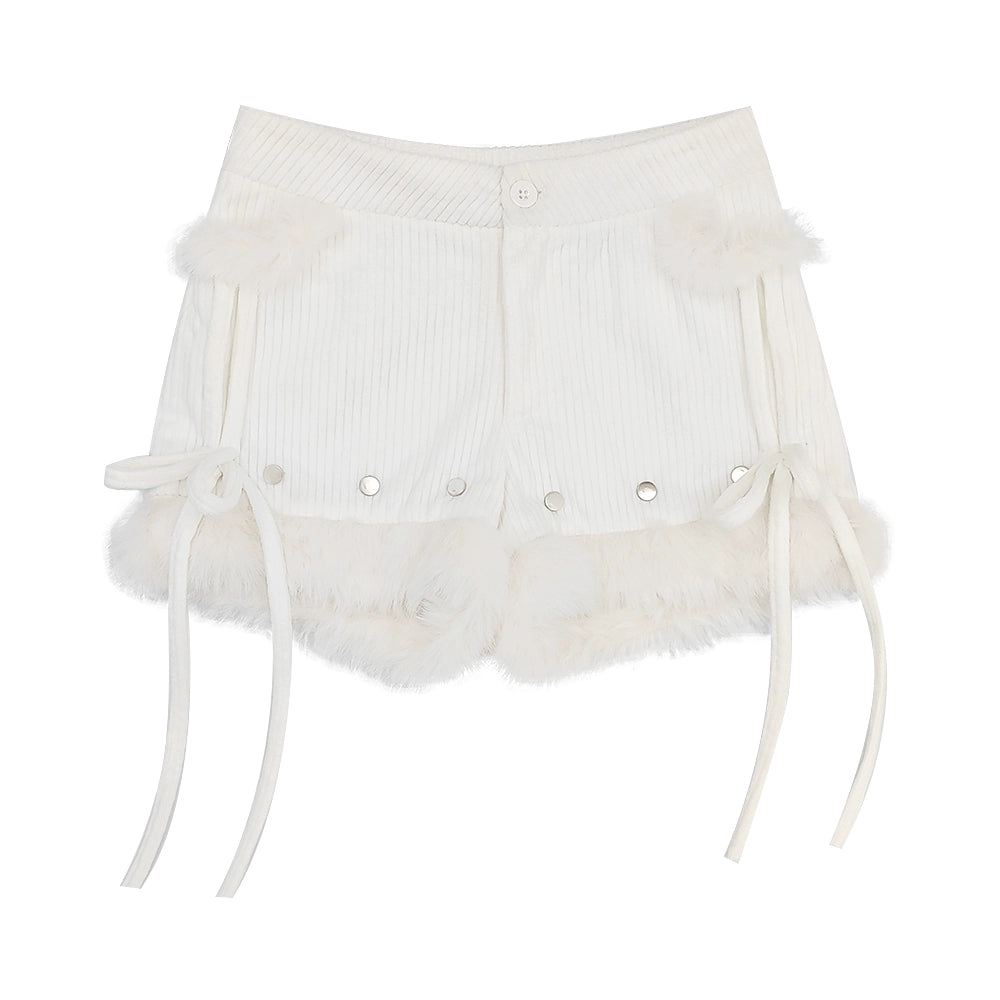 コーデュロイプラッシュファーショートパンツ