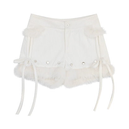 コーデュロイプラッシュファーショートパンツ