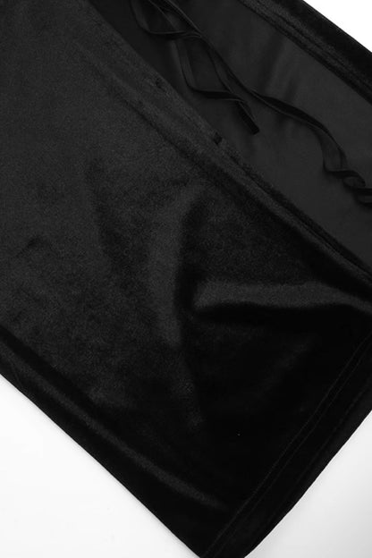 Vintage Gothic Slit Suede Dress