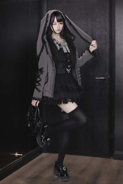 【1月6日予約締切】うさ耳&猫耳フーディーフリルジップジャケット