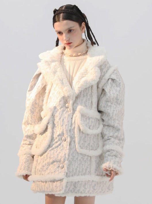 Little Milk Rabbit Reversible Jacquard Fur Coat