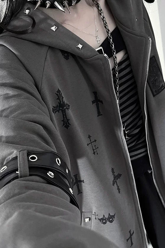 次文化暗黑十字架連帽衫