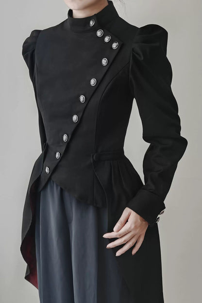 【9月28日予約締切】Gothic Prince Stand Collar Asymmetric Coat Jacket With Train