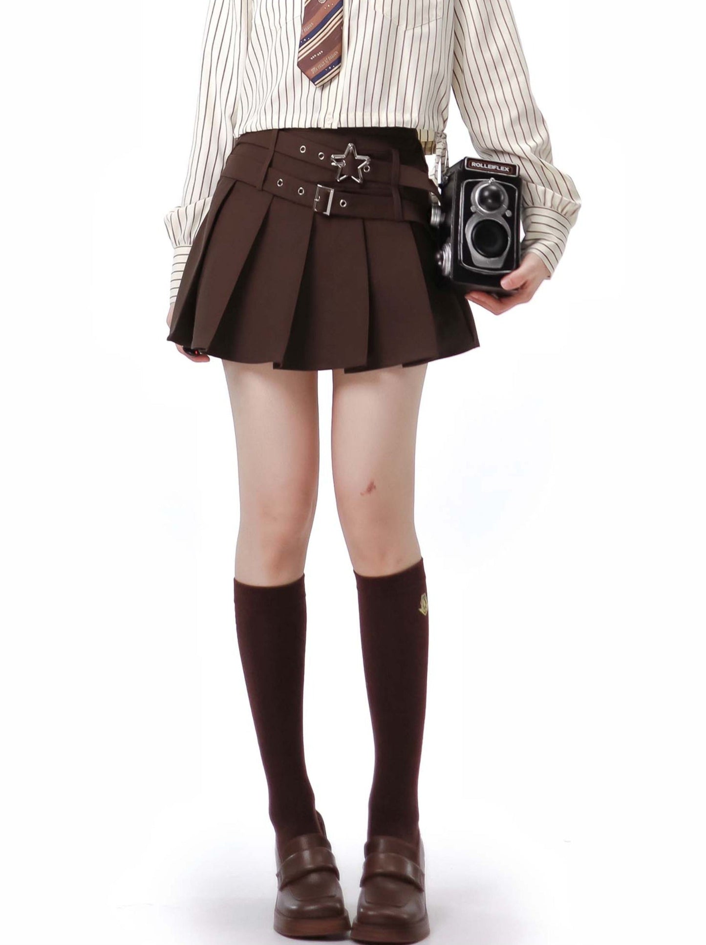 Star Fall Latte Star Velvet Hoodie Short Jacket Pleated Skirt Shirt Casual Maillard