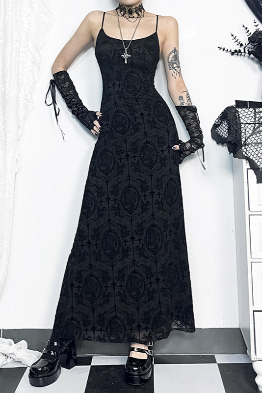 Black Halter Gothic Long Dress