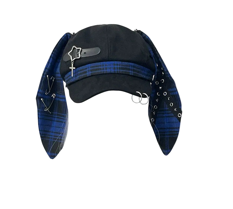 Plaid Bunny Ear Punk Subculture Hat