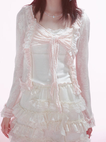 Chiffon lace cardigan