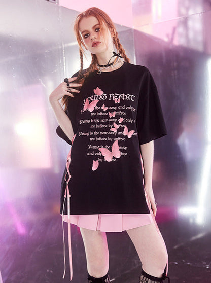 BLACKPINK LACEUP BUTTERFLY LOOSE T-SHIRT 