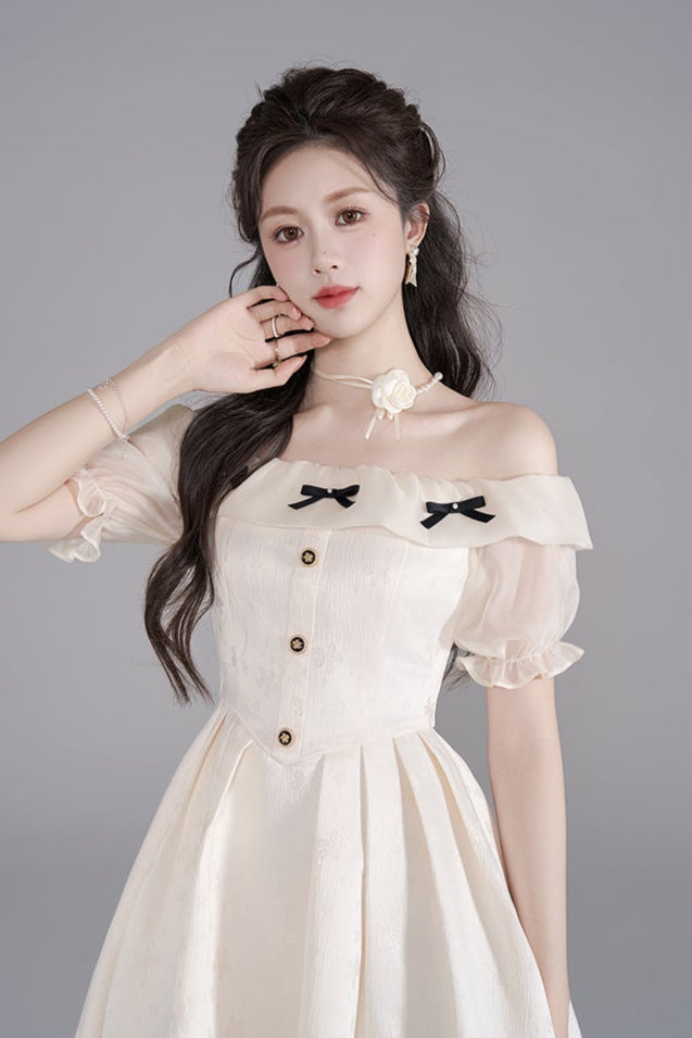 Vestido francés dulce de un hombro