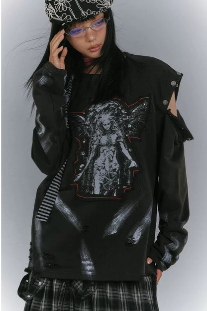 カットアームデザインルーズモードトップス