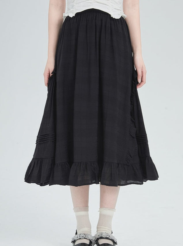 Shallot-cut black dark skirt