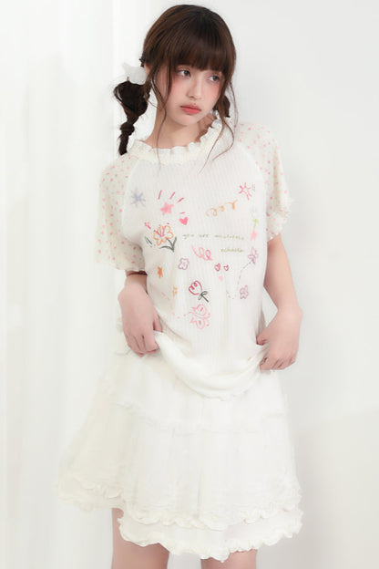 Floral Heart Round Neck Top