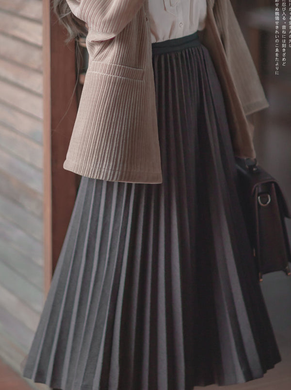 サクラノート昭和レトロ羽織ジャケット＋シフォンリボンシャツ＋市松スカート＋ダークグレースカート＋ブローチ