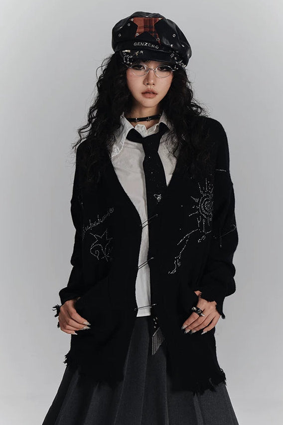 ダークVネックニットカーディガン