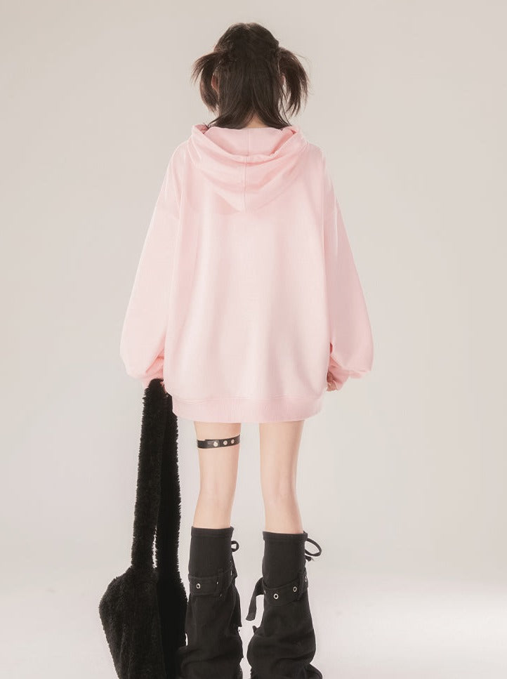 Pink Pull Loose Over Sweatshirt