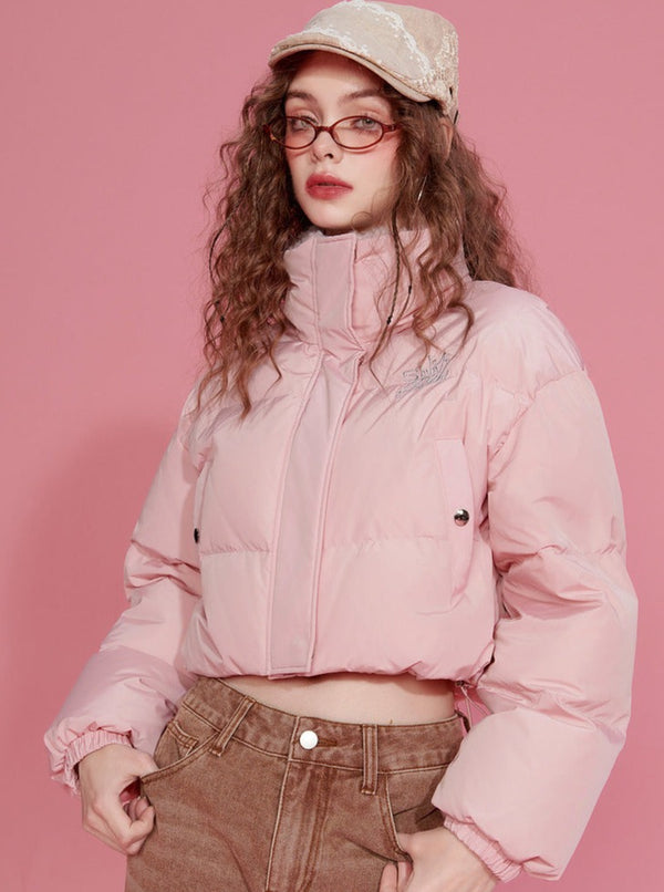 ワンポイントロゴモードY2Kショートダウンジャケット