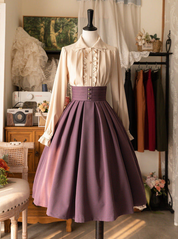 Retro Classic Forest Pleats Skirt