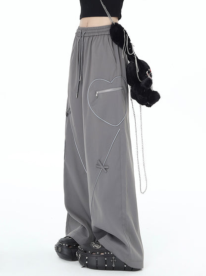 Rare Silver-Gray Niche Love Wide Leg Pants