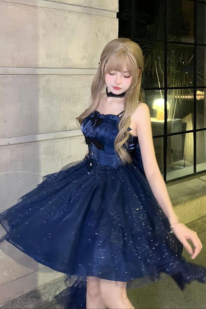 ハロウィンレッドプリンセスドレス＋テール＋リボン＋ネックカラー