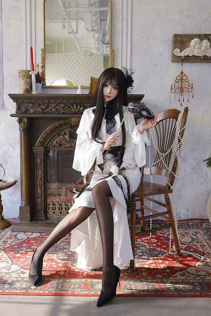 [Pre-order] Elegant Flower Skirt + Ruffle Top + Waist Belt