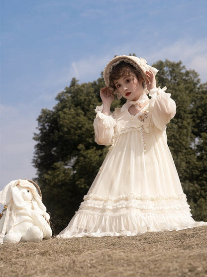 Sweet Sunflower Pure White Lolita Dress