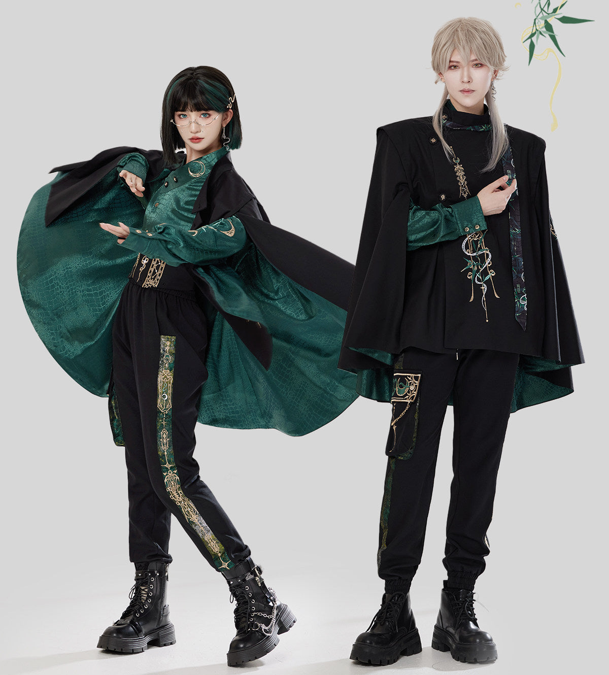 Jade Moon Dragon Embroidered Chinese Shirt + Moon Pocket Pants