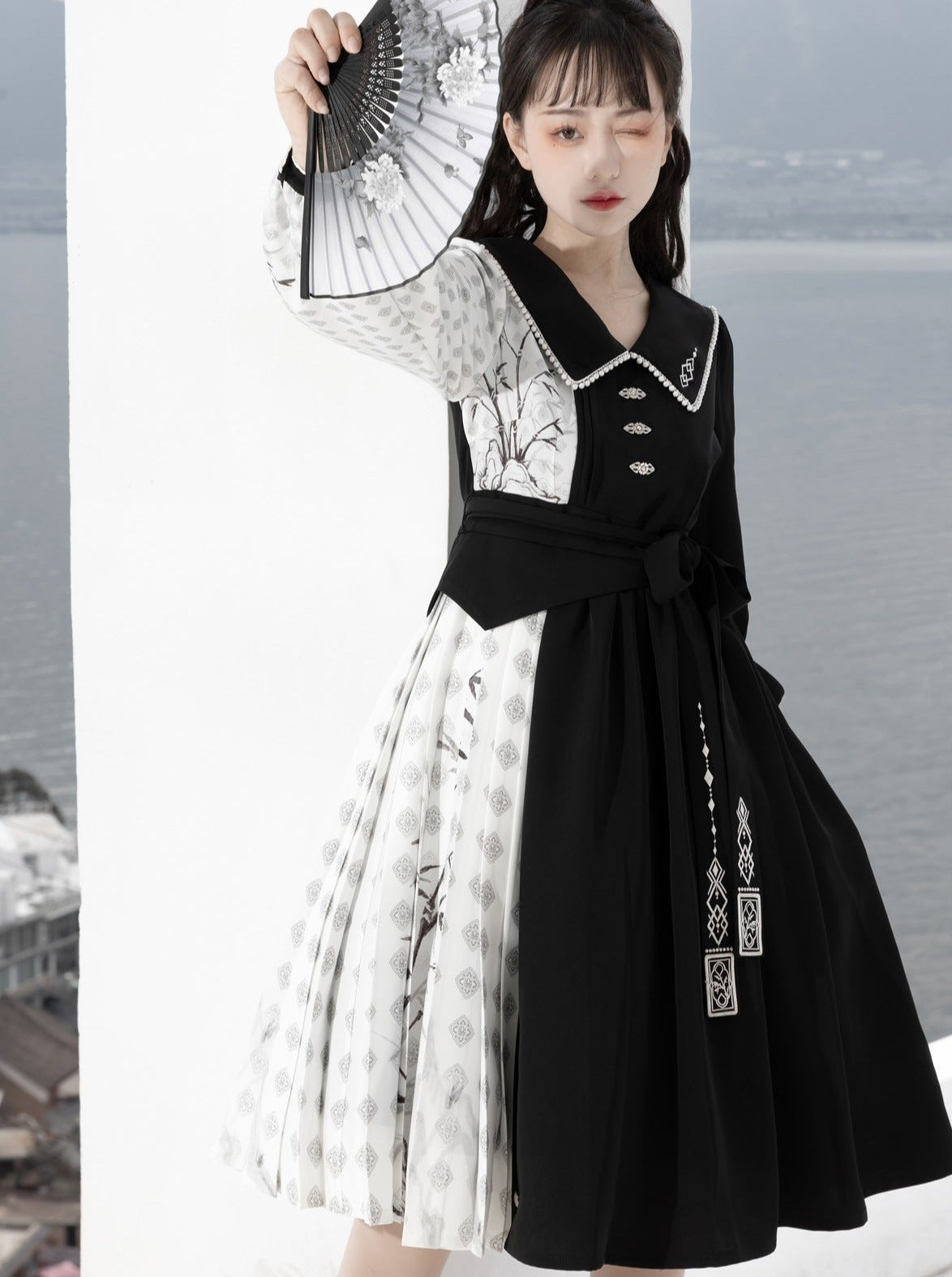 Asymmetrical design china dress