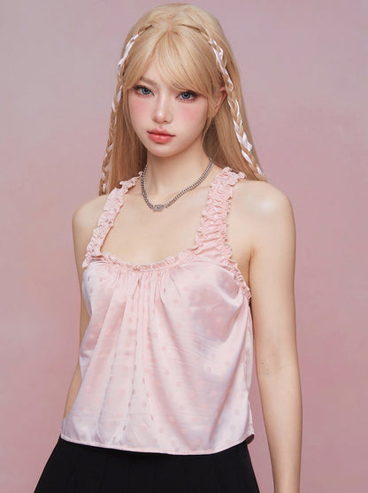 Shirred Suspender Sleeveless Top