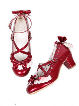 Lolita Original Elegant Lace Mid Heel Shoes