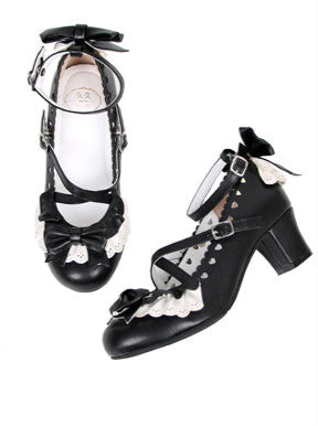 Lolita Original Elegant Lace Mid Heel Shoes