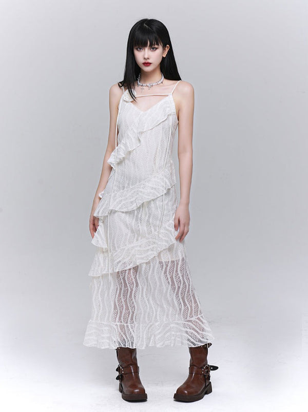 Girl Lace Suspender Dress + Flower Accessories