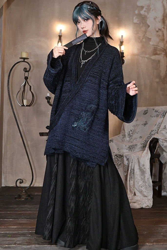 ダークフィンエンブロイダーカーディガン