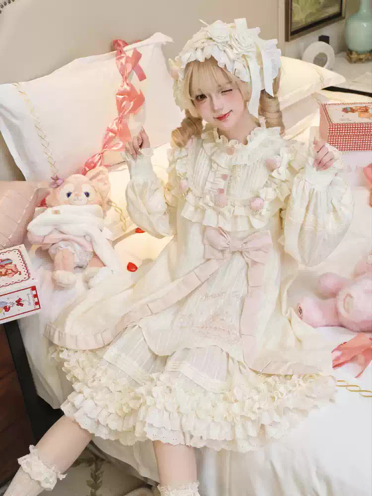 [Reservation Deadline: January 29th] Strawberry Sweet Lolita Romantic Frill Dress + Hair Accessory