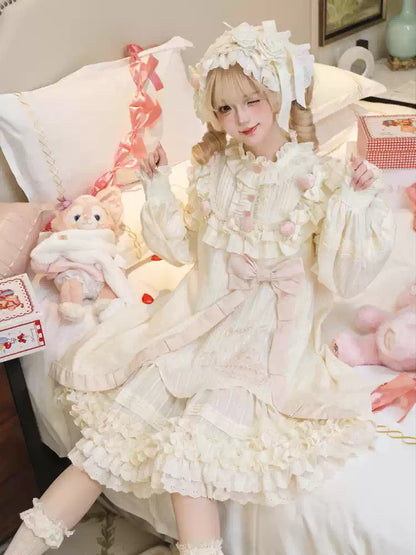 [Reservation Deadline: January 29th] Strawberry Sweet Lolita Romantic Frill Dress + Hair Accessory
