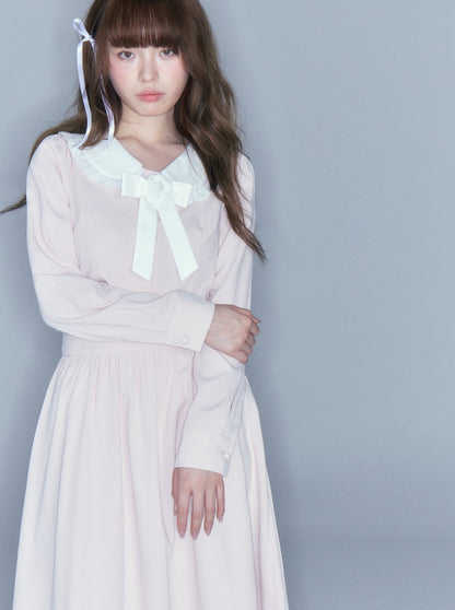 Pink Lace Rose Bow Sailor Top + Ruffle Skirt