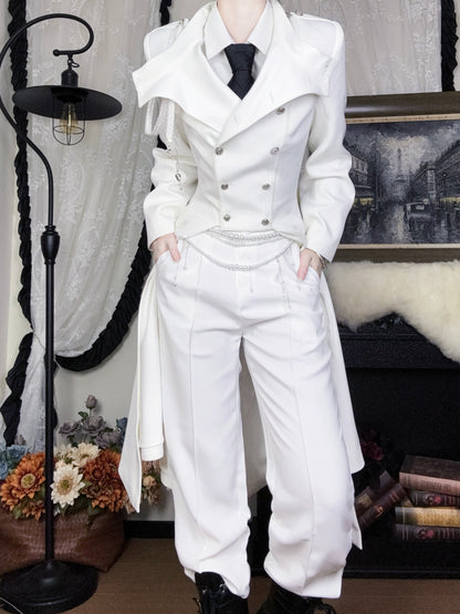 【12月29日予約締切】エターナルナイトプリンスダブルブレストゴシックロングテールコート＋ショルダーチェーンアクセサリー