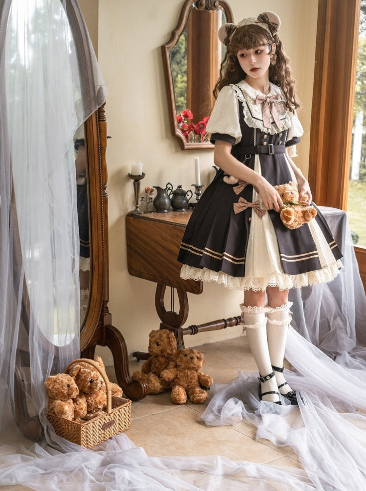 Schokolade mädchenhaftes Retro Lolita Kleid