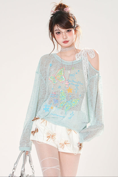 フロスティングバタフライスモックトップス