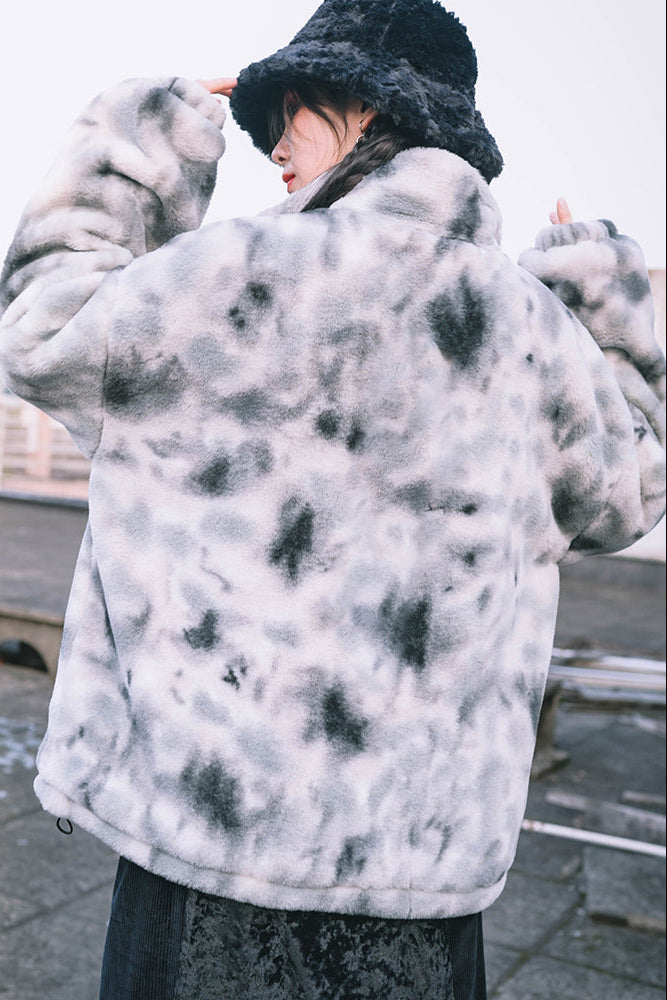 Eccentric House "Yinhu" imitation rabbit plush fur jacket women's winter new Chinese embroidered coat with a stand-up collar and thickened top