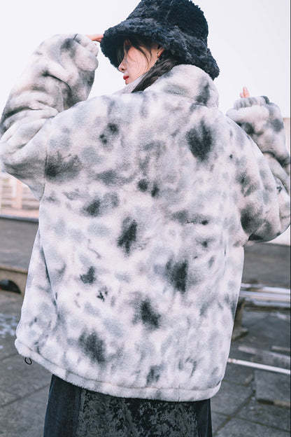 Eccentric House "Yinhu" imitation rabbit plush fur jacket women's winter new Chinese embroidered coat with a stand-up collar and thickened top