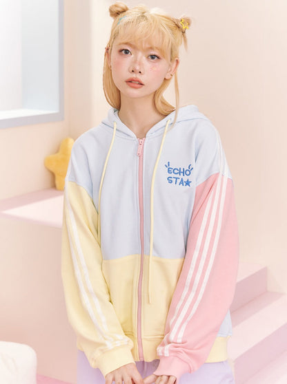 Pastel colorful food zip hoodie