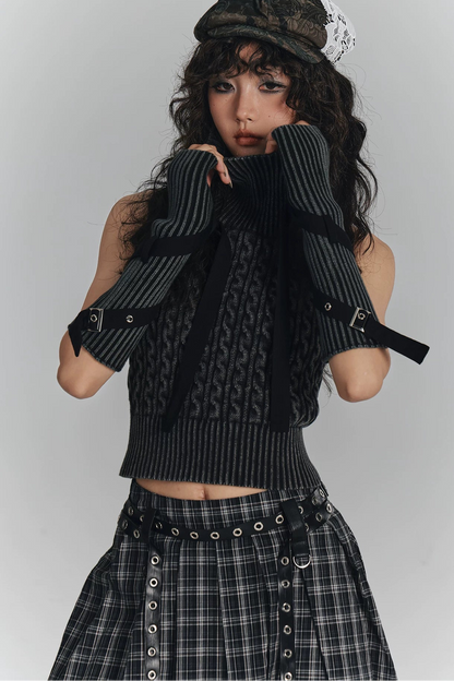 ダークパンクスリムニットベスト