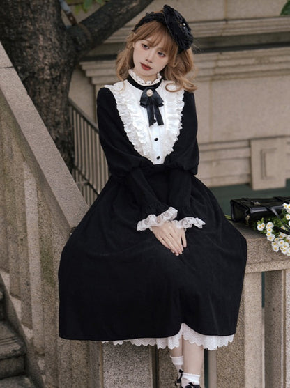 Volume Gothic Maid Lolita Dress + Ribbon